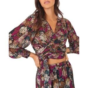 ba&sh Leia Printed Cropped Wrap Top